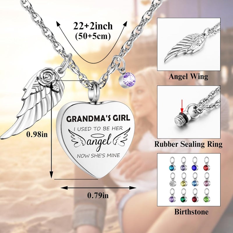 Dletay Heart Urn Necklace for Human Ashes Cremation Jewelry with 12 Birthstones Cremation Necklace for Ashes - Image 3